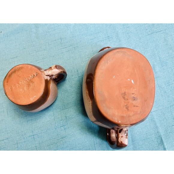 Vintage FRANKOMA Pottery Plainsman Pitcher And Mug In‎ Brown Satin - Picture 5 of 5
